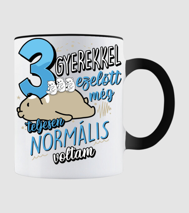 Három gyerekkel ezelőtt maci minta fekete pólón