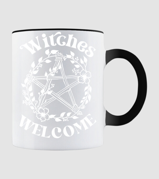 Witches Welcome minta fekete pólón