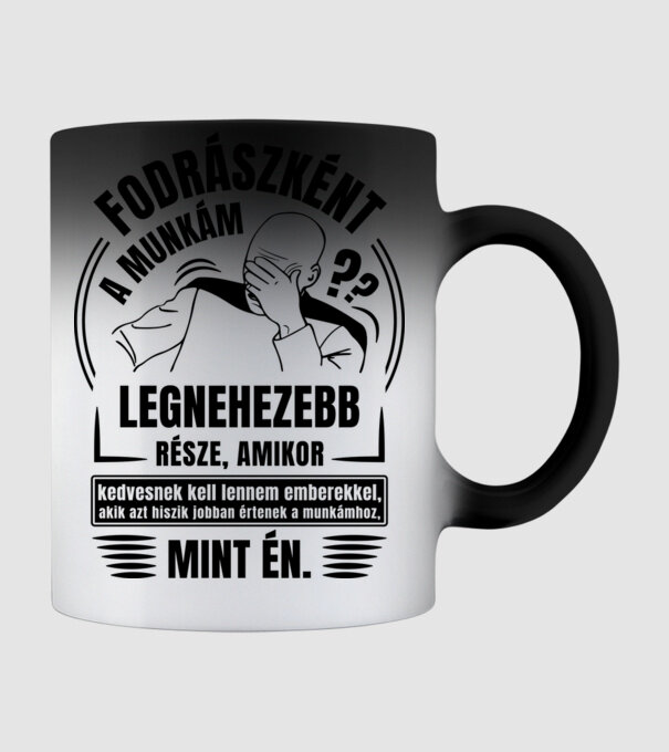 A munkám legnezebb része Fodrász minta fekete pólón