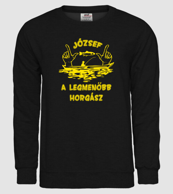 Horgász József színezhető minta fekete pólón
