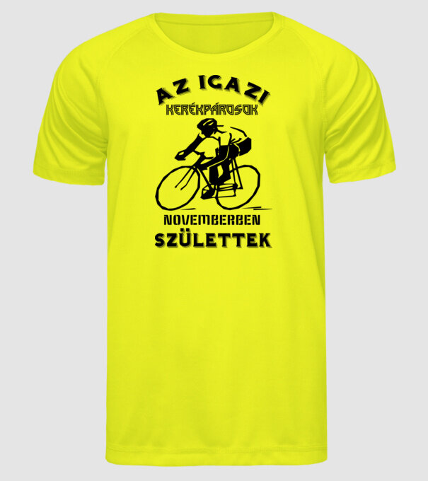 Igazi kerékpárosok november minta neonsárga pólón