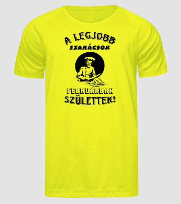 Szakács szülinapja február minta neonsárga pólón