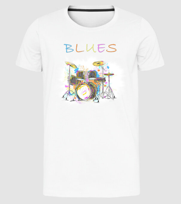 Blues minta fehér pólón
