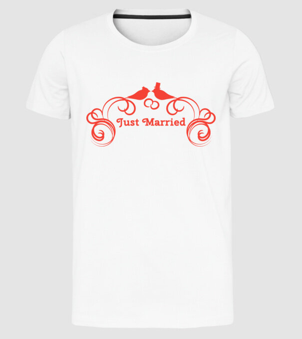 Just Married minta fehér pólón