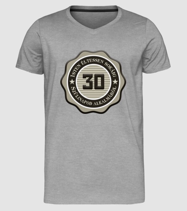 30 éves minta szürke pólón