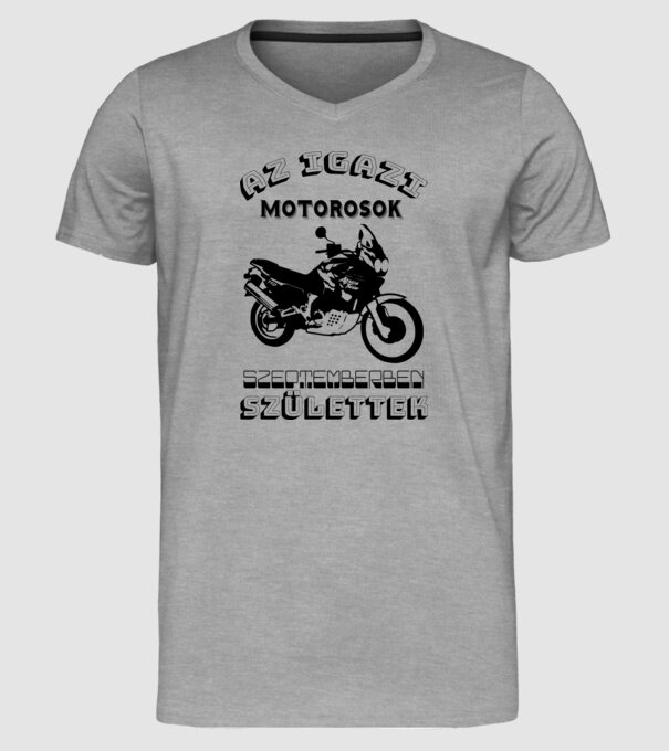 Igazi motorosok szeptember minta szürke pólón