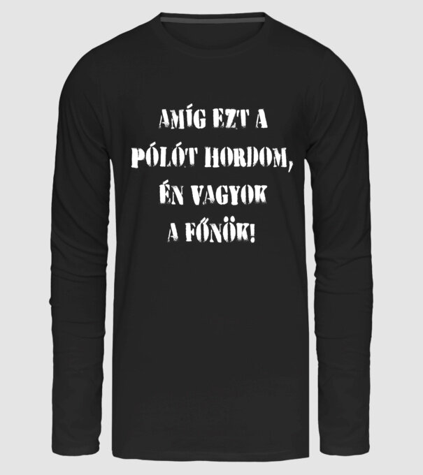 Főnök fehér minta fekete pólón