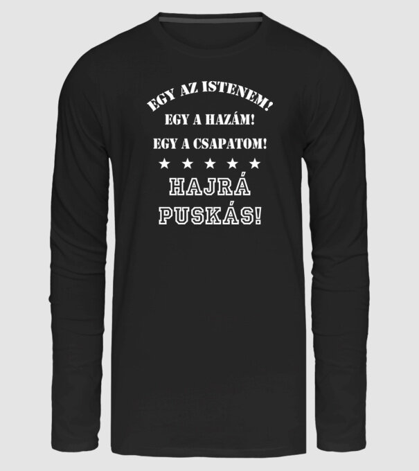 Puskás drukker minta fekete pólón