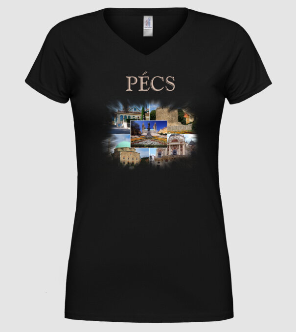 Pécs minta fekete pólón