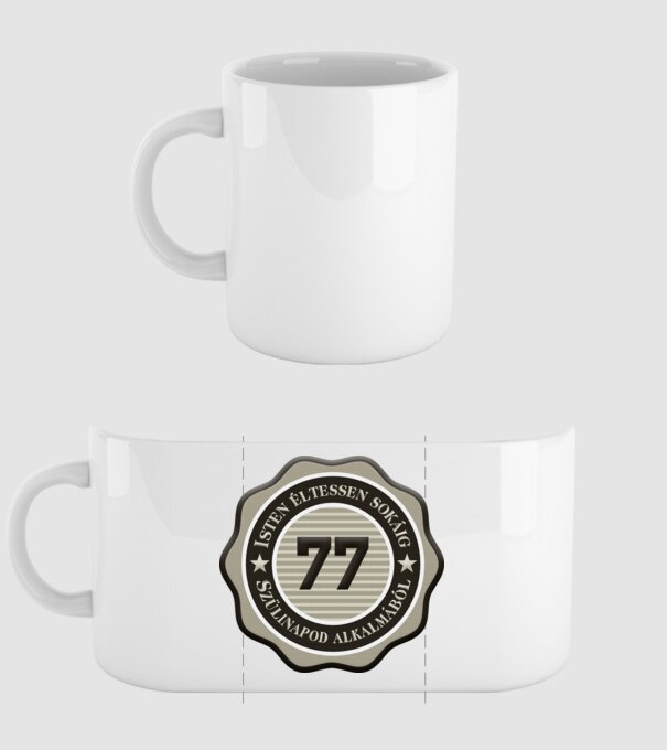 77 éves minta fehér pólón