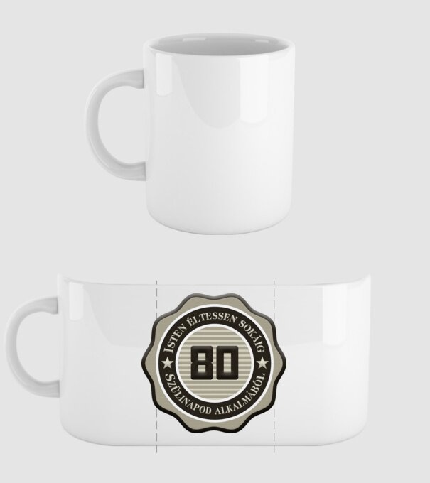 80 ÉVES minta fehér pólón