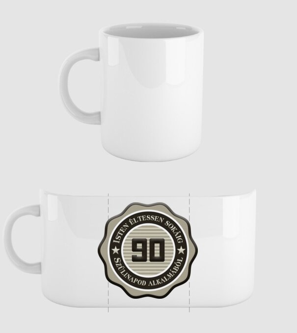 90 éves minta fehér pólón