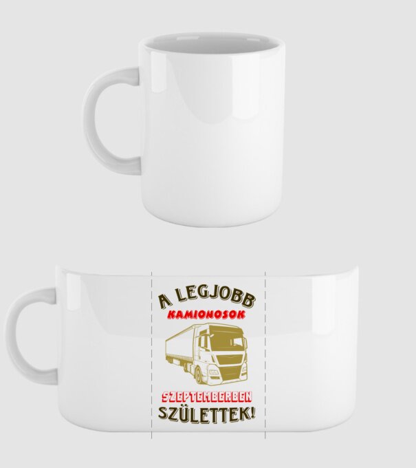 Kamionos szülinapja szeptember színezhető minta fehér pólón