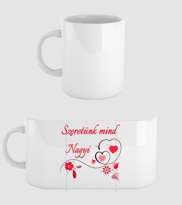 Szeretünk mind Nagyi minta fehér pólón