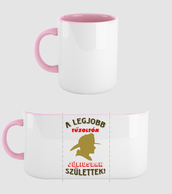 Tűzoltó szülinapja július színezhető minta világos rózsaszín pólón