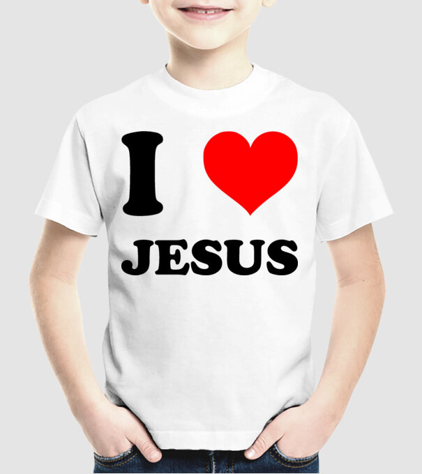 I Love Jesus minta fehér pólón