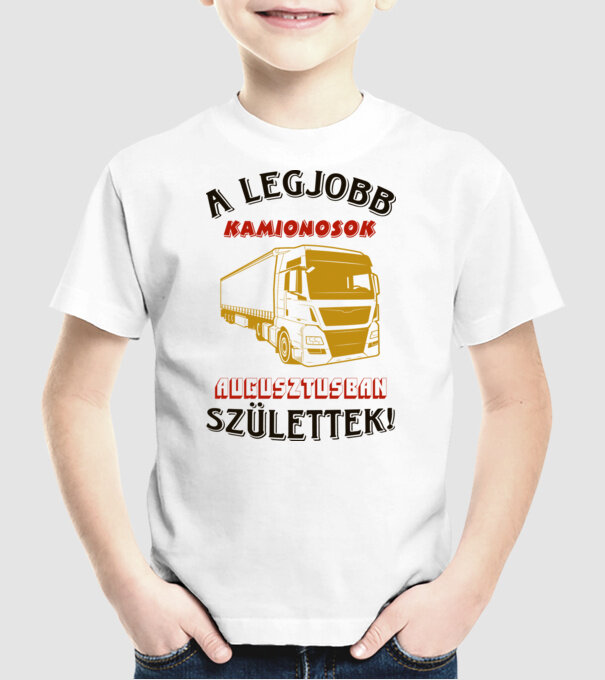 Kamionos szülinapja augusztus minta fehér pólón