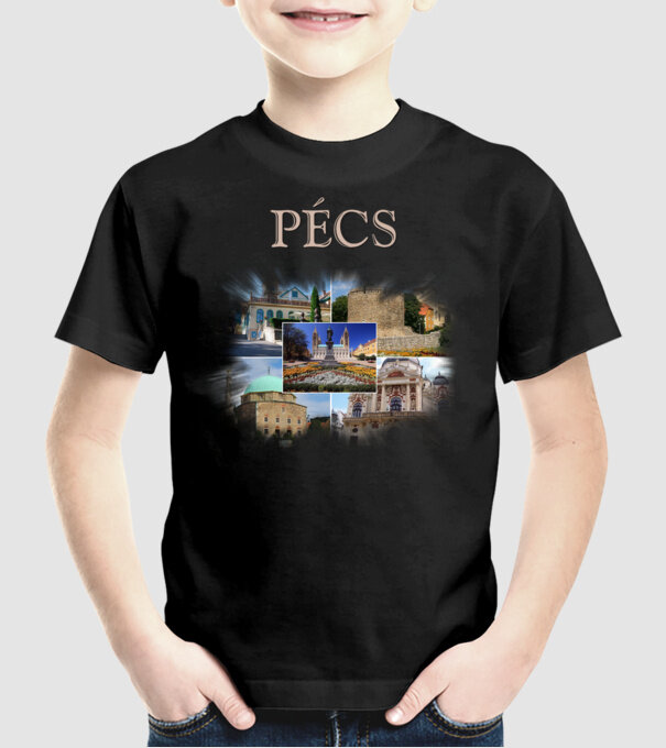 Pécs minta fekete pólón