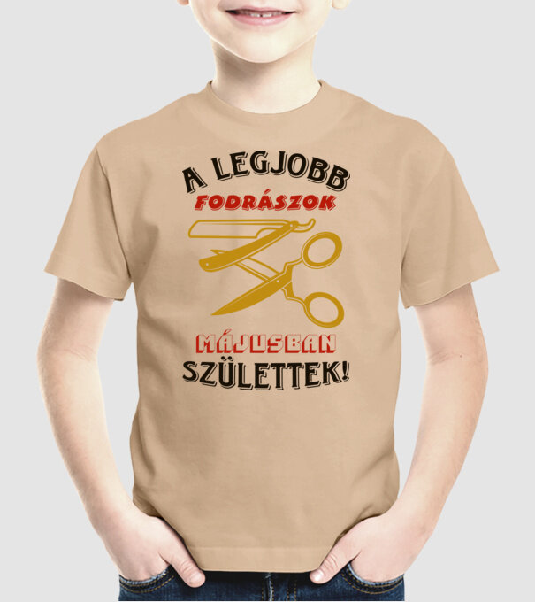 Fodrász szülinapja május minta homokszín pólón
