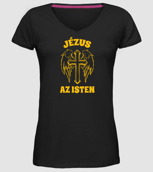 Jézus az én Istenem minta fekete pólón