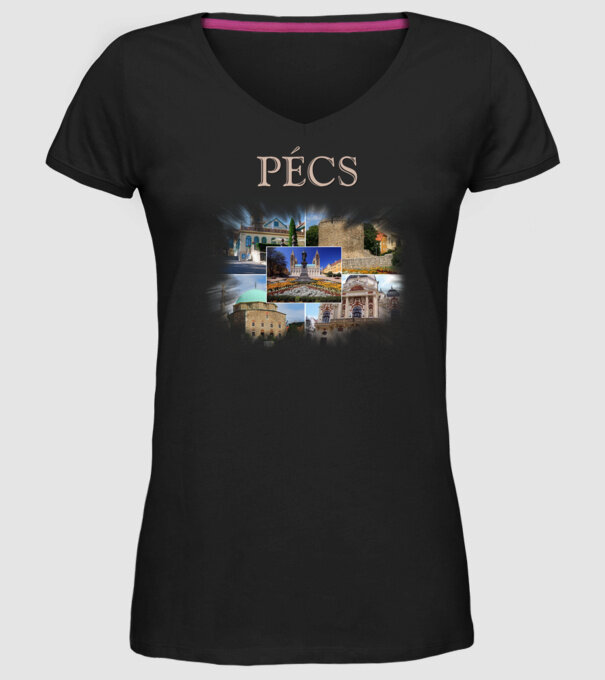 Pécs minta fekete pólón