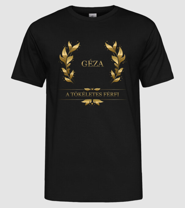 Géza minta fekete pólón
