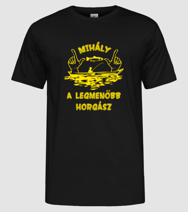 Horgász Mihály színezhető minta fekete pólón