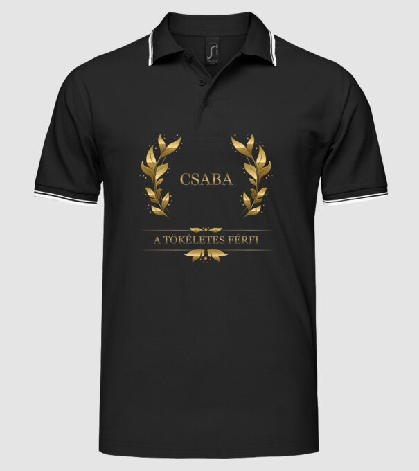 Csaba minta fekete pólón