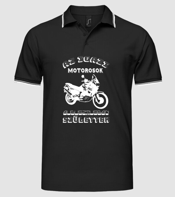 Igazi motorosok augusztus minta fekete pólón