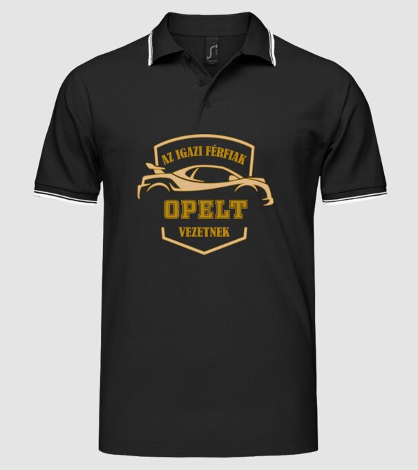 Opel sofőr minta fekete pólón