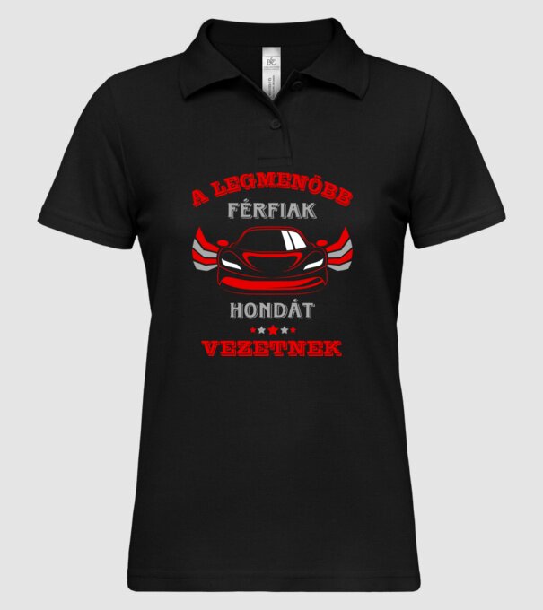 Hondás sofőr minta fekete pólón