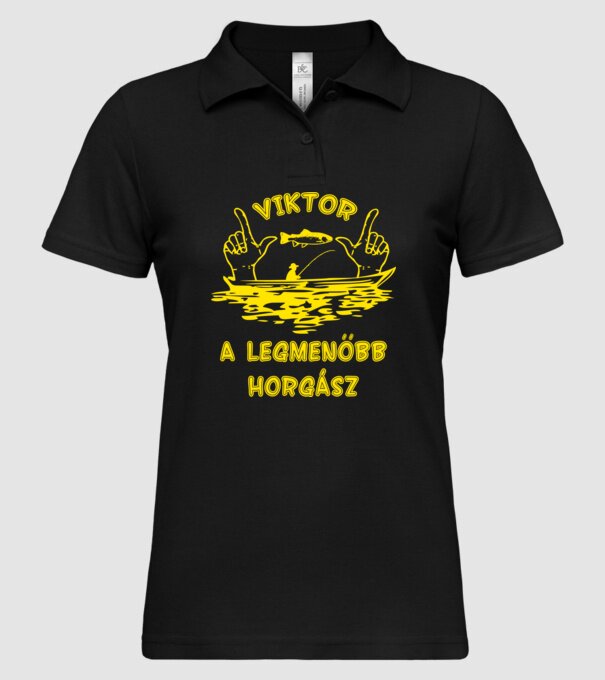 Horgász Viktor színezhető minta fekete pólón
