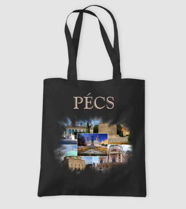 Pécs minta fekete pólón