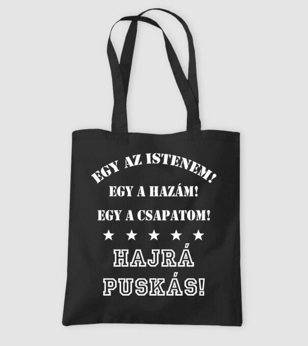 Puskás drukker minta fekete pólón
