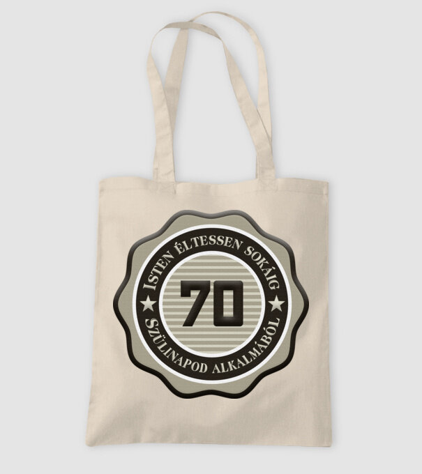70 éves minta homokszín pólón