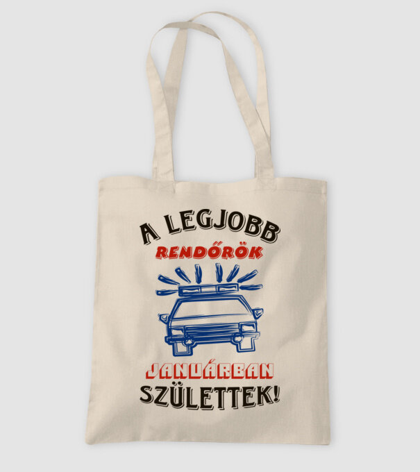 Rendőr szülinapja január minta homokszín pólón