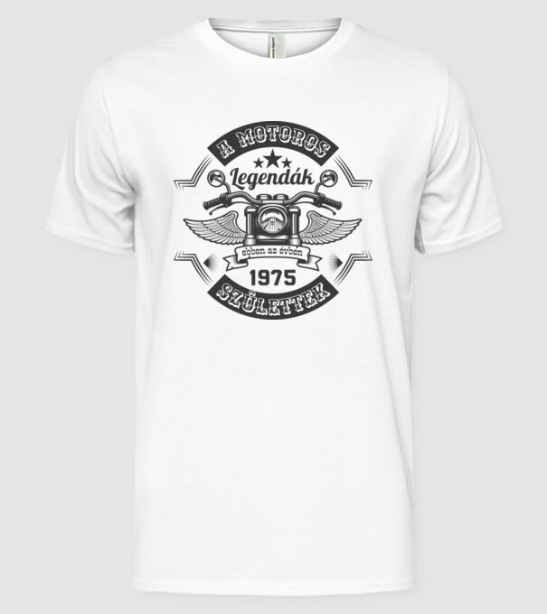 Motoros legendák szürke 1975 minta fehér pólón