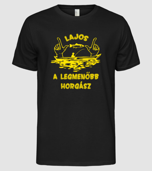 Horgász Lajos színezhető minta fekete pólón