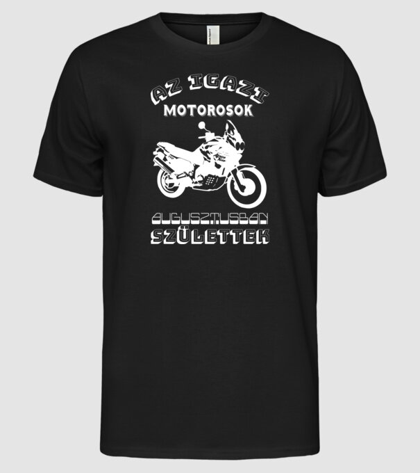 Igazi motorosok augusztus minta fekete pólón