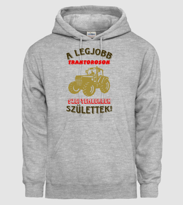 Traktoros szülinapja szeptember színezhető minta szürke pólón