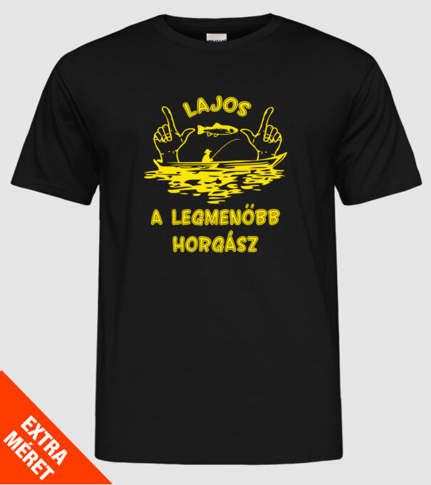 Horgász Lajos színezhető minta fekete pólón