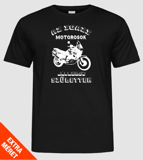 Igazi motorosok július minta fekete pólón