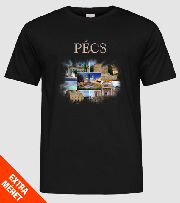 Pécs minta fekete pólón