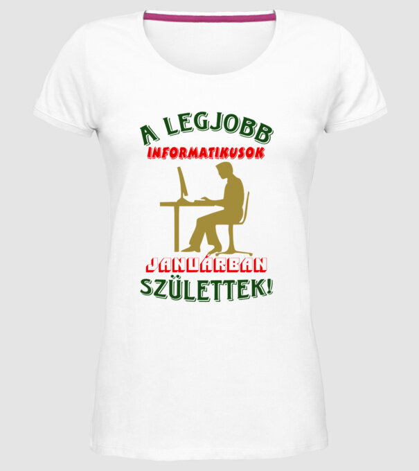 Informatikus férfi szülinapja január színezhető minta fehér pólón