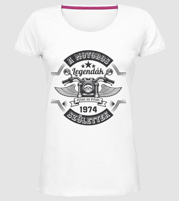 Motoros legendák szürke 1974 minta fehér pólón
