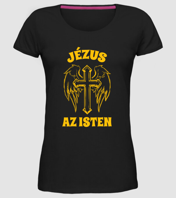Jézus az én Istenem minta fekete pólón