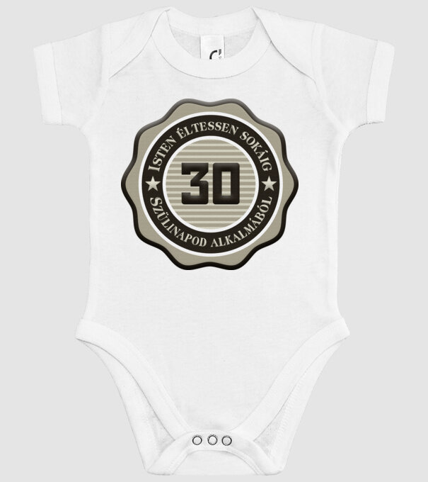 30 éves minta fehér pólón