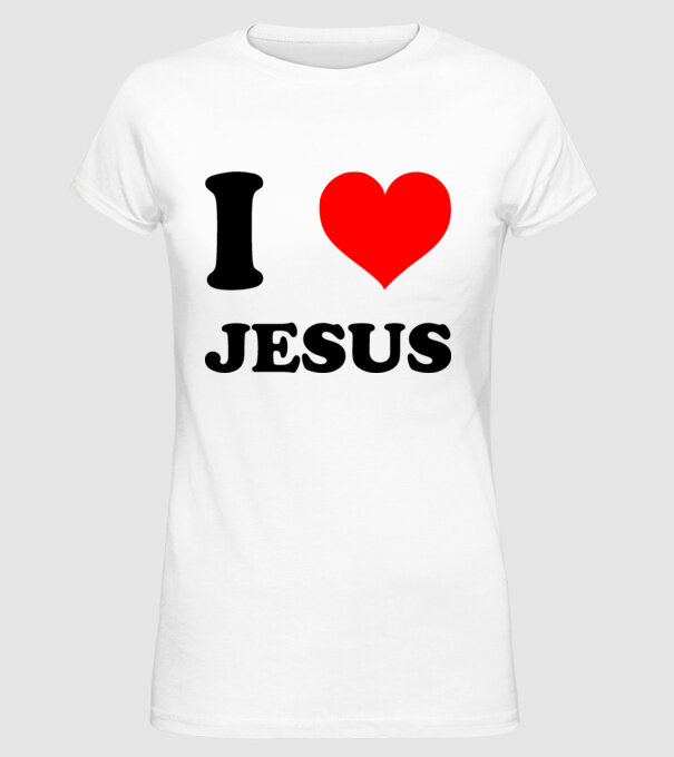 I Love Jesus minta fehér pólón