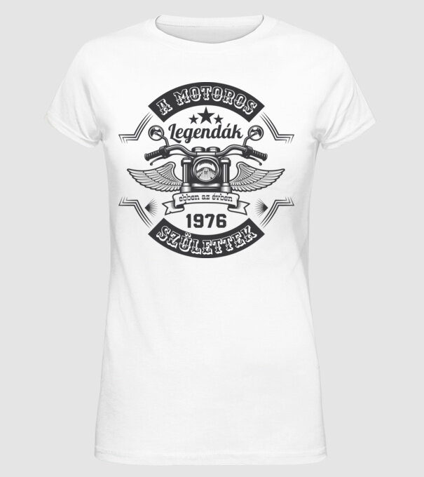 Motoros legendák szürke 1976 minta fehér pólón