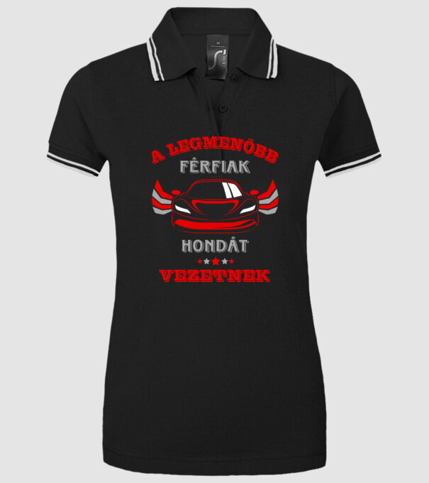 Hondás sofőr minta fekete pólón